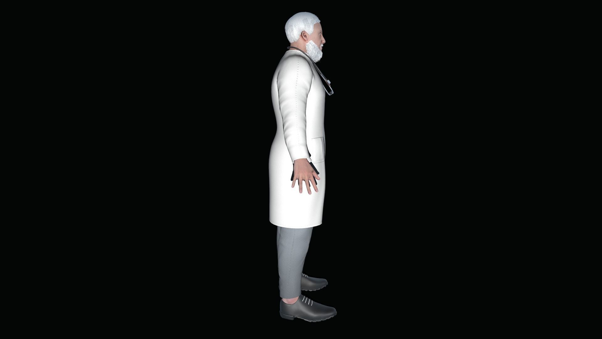 Doctor in coat Low-poly 3D model_7