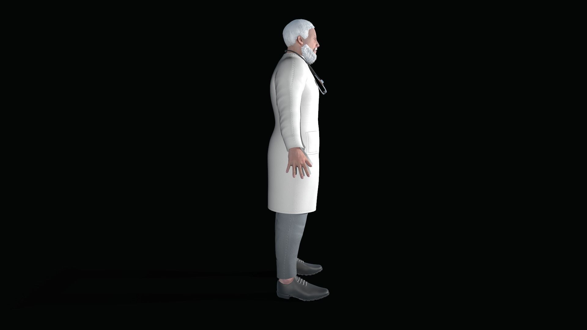 Doctor in coat Low-poly 3D model_5