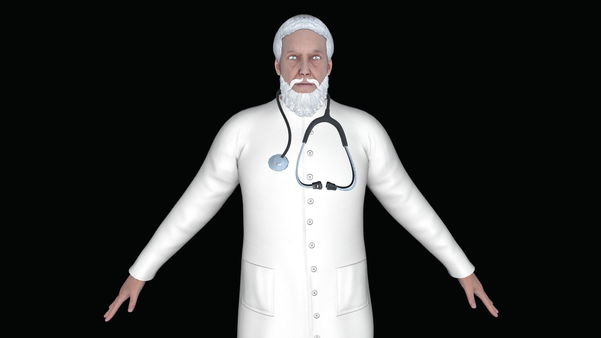 Doctor in coat Low-poly 3D model_3