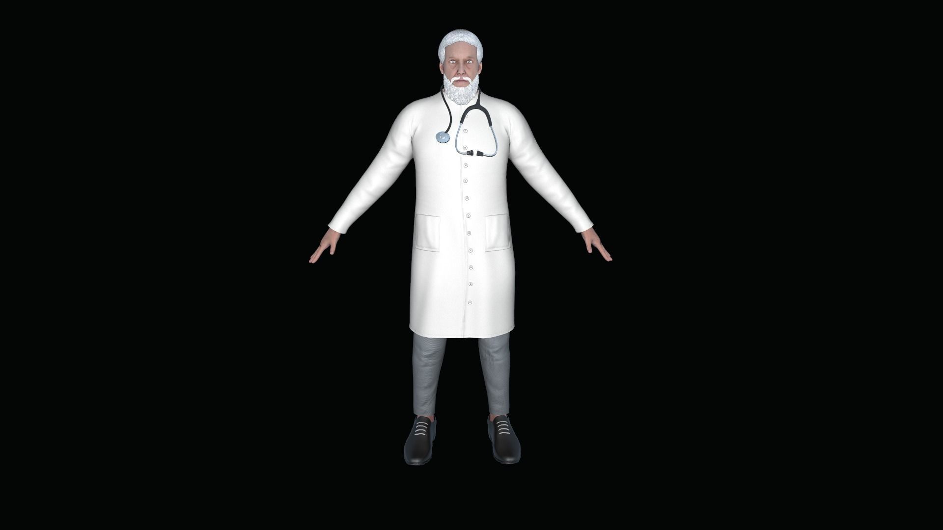 Doctor in coat Low-poly 3D model_4
