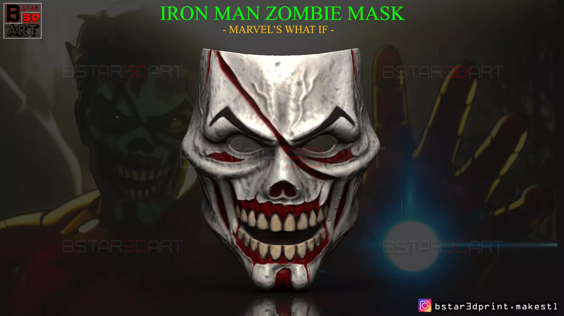 Iron Man Zombie Mask - Marvel What If - High Quality Details 3D print model_0