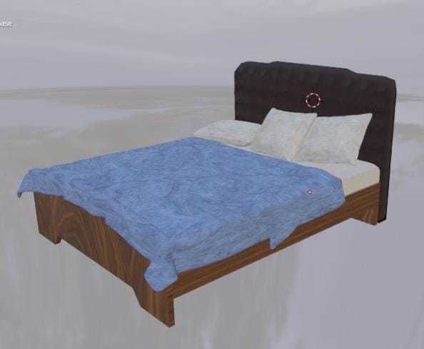 Bed with Pillow Free 3D model_5