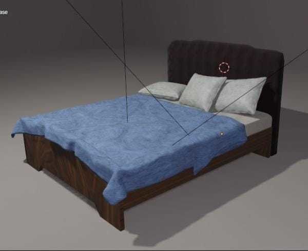 Bed with Pillow Free 3D model_4