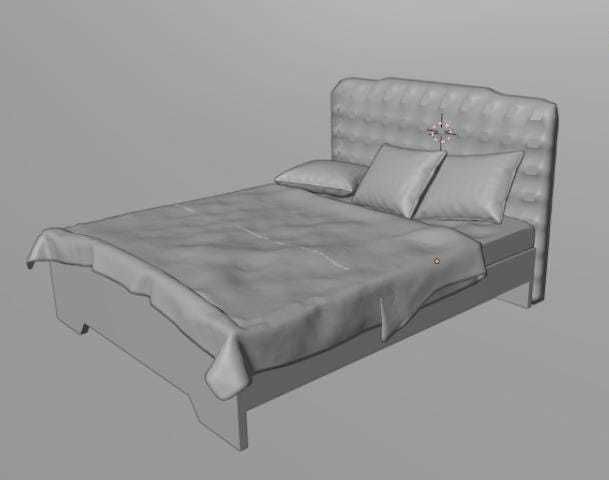 Bed with Pillow Free 3D model_3