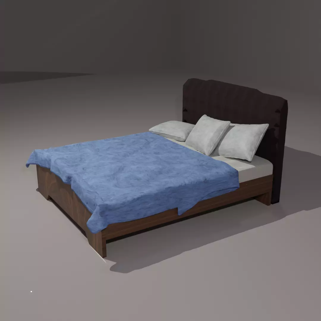 Bed with Pillow Free 3D model_0
