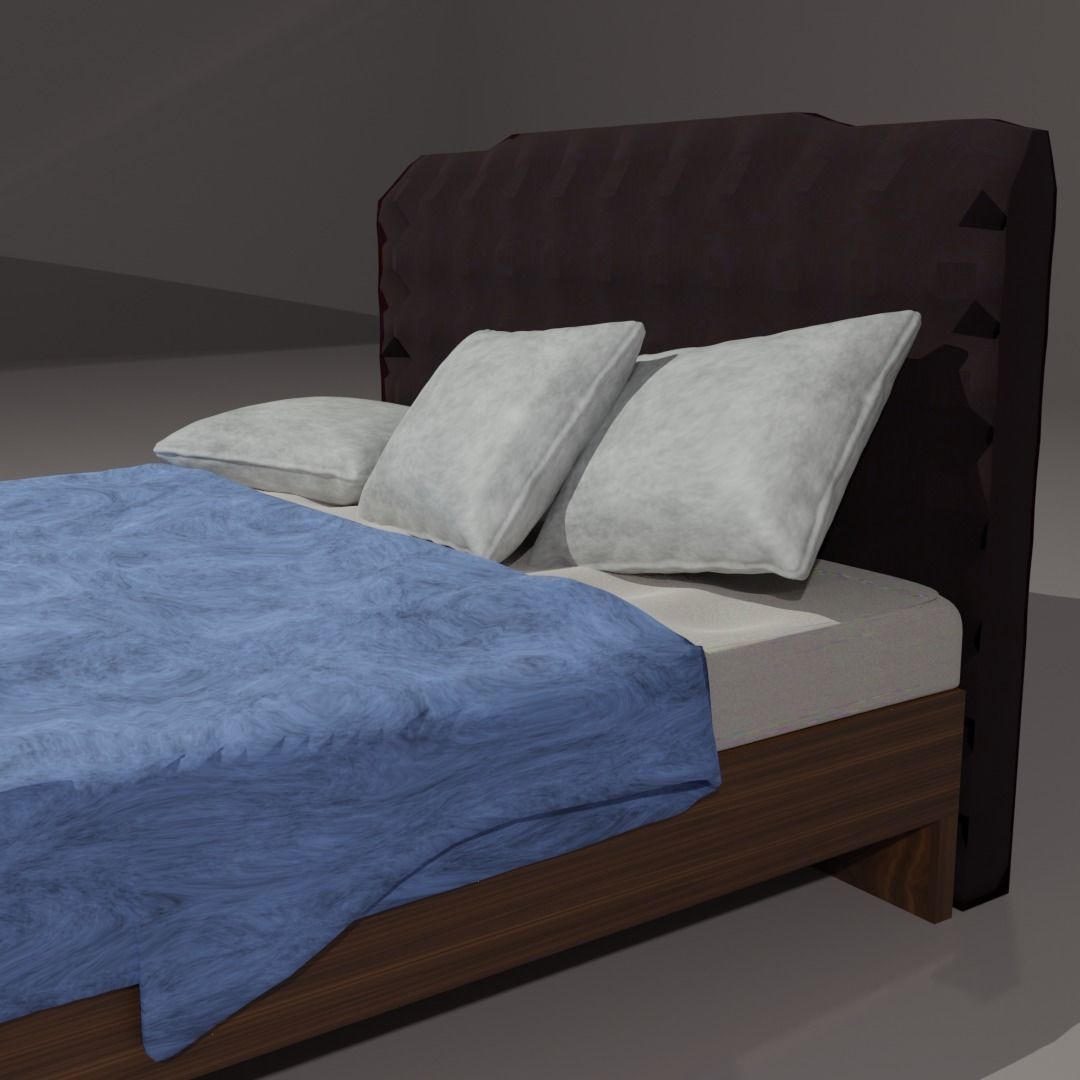 Bed with Pillow Free 3D model_1
