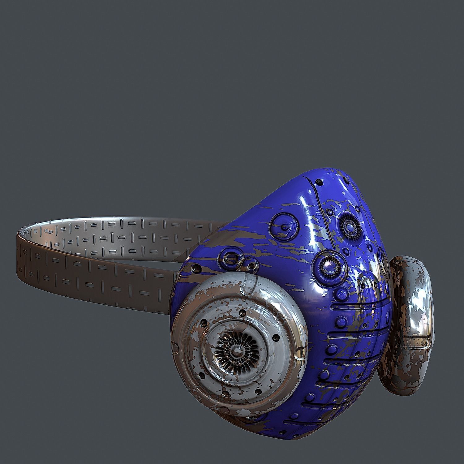 Gas mask helmet 3d model scifi Low-poly Low-poly 3D model_3