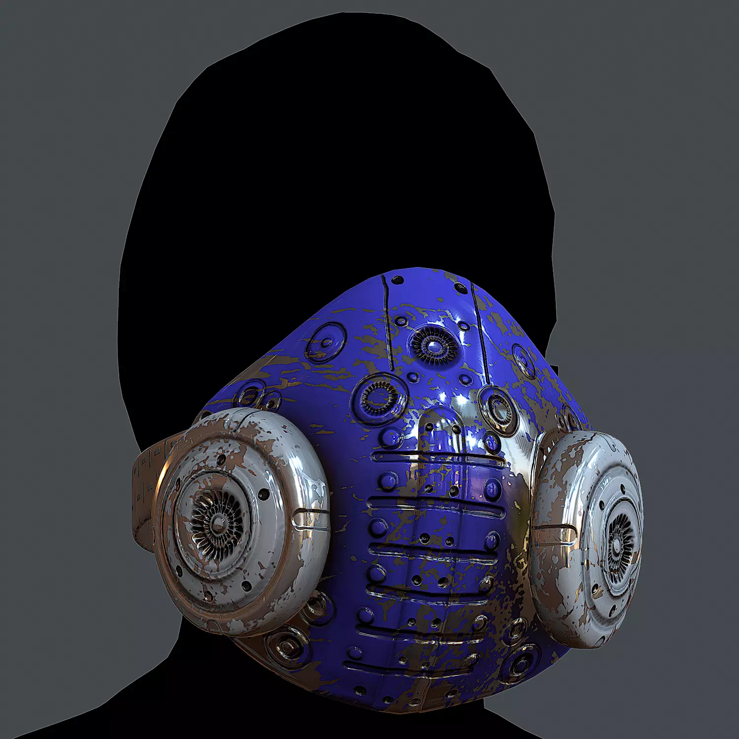Gas mask helmet 3d model scifi Low-poly Low-poly 3D model_0