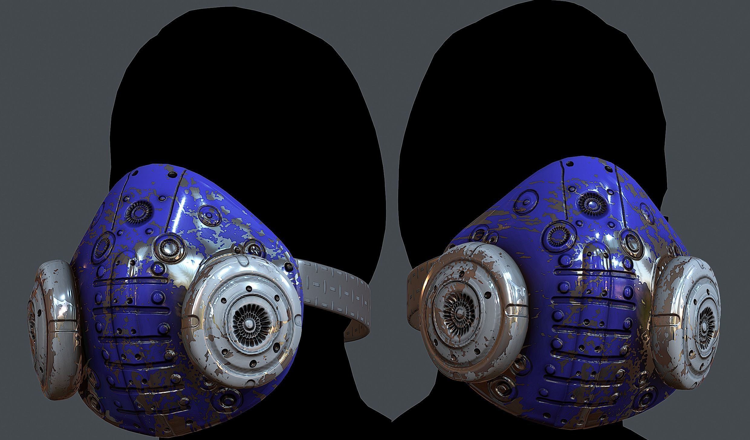 Gas mask helmet 3d model scifi Low-poly Low-poly 3D model_1