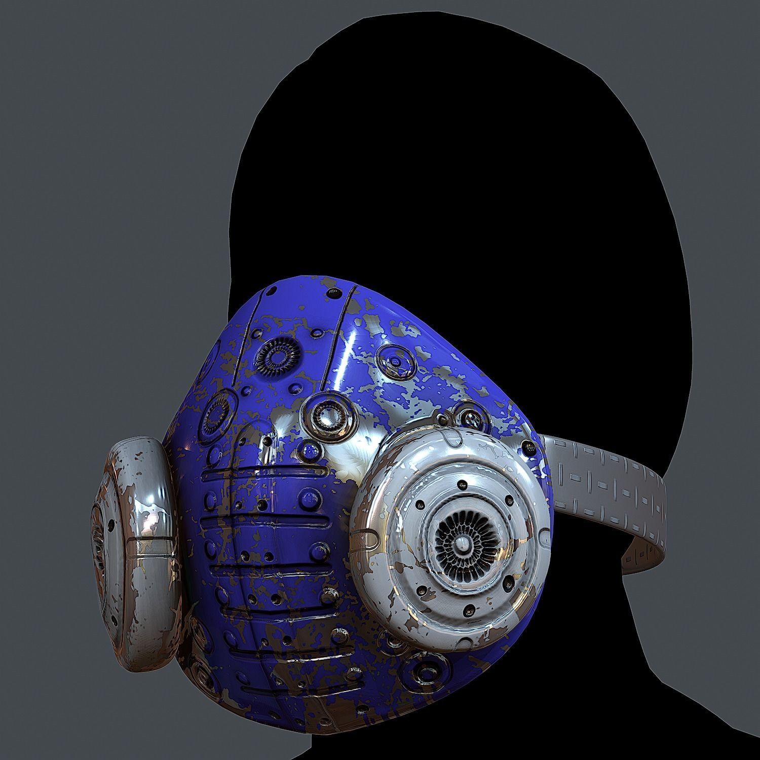 Gas mask helmet 3d model scifi Low-poly Low-poly 3D model_2