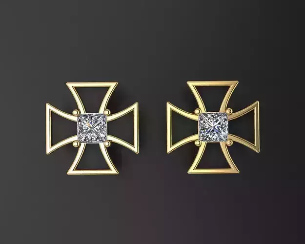 Men earring stud maltese cross 3D print model