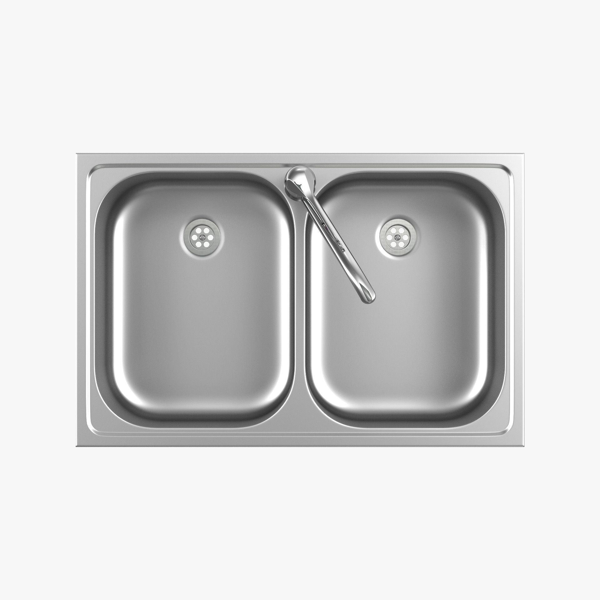 Elbow faucet and Double sink 3D model_7