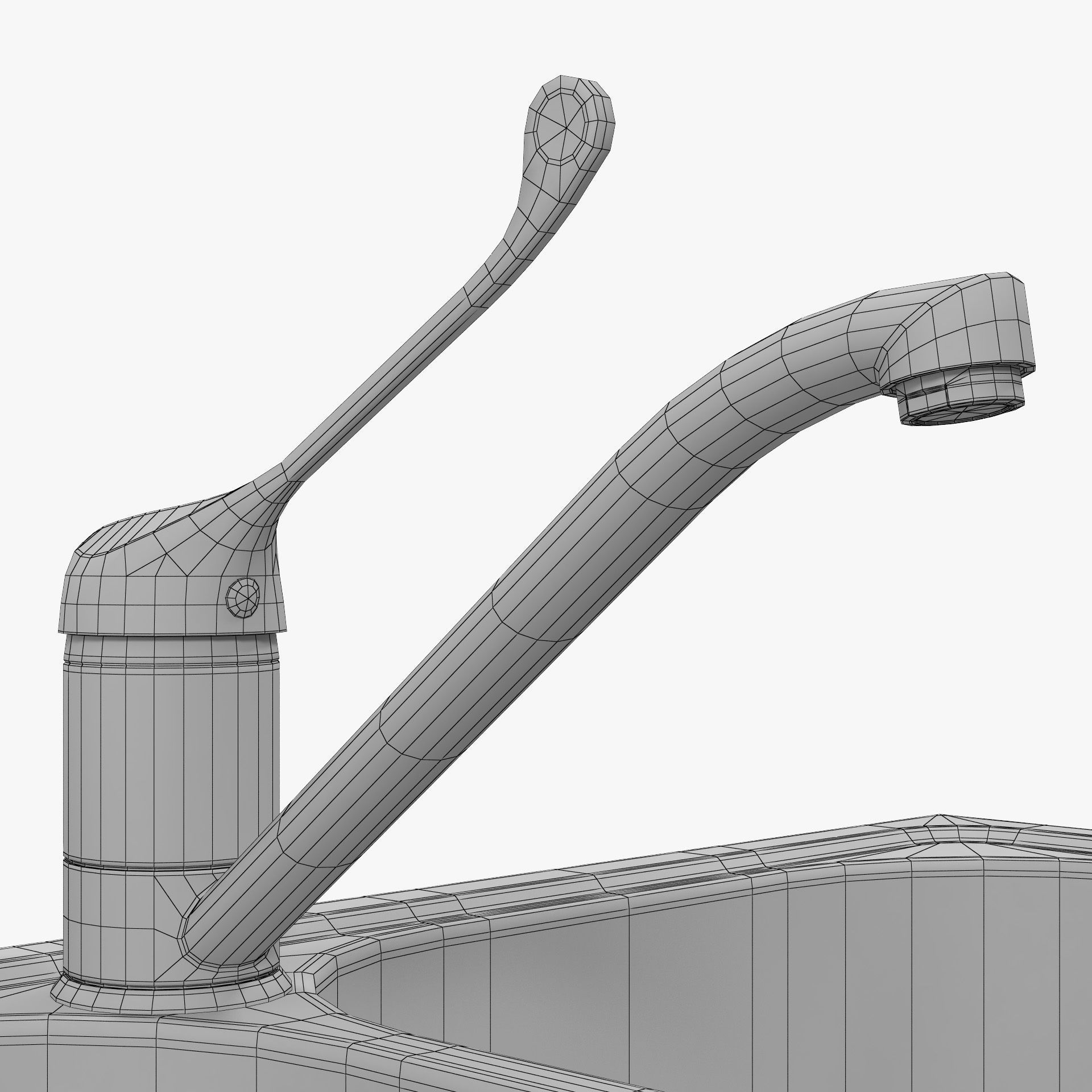 Elbow faucet and Double sink 3D model_6