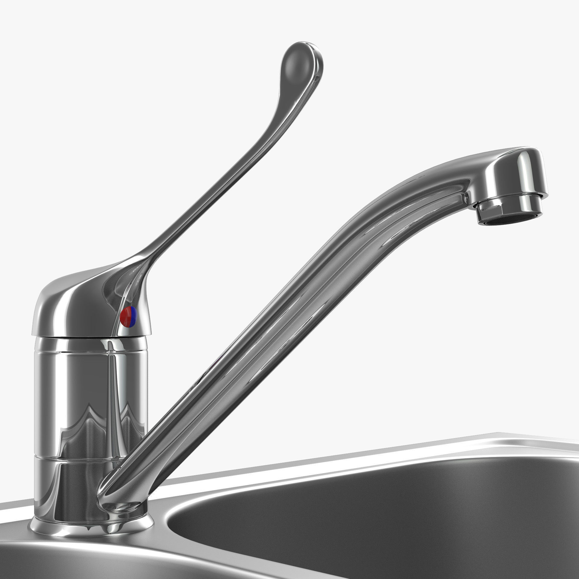 Elbow faucet and Double sink 3D model_5