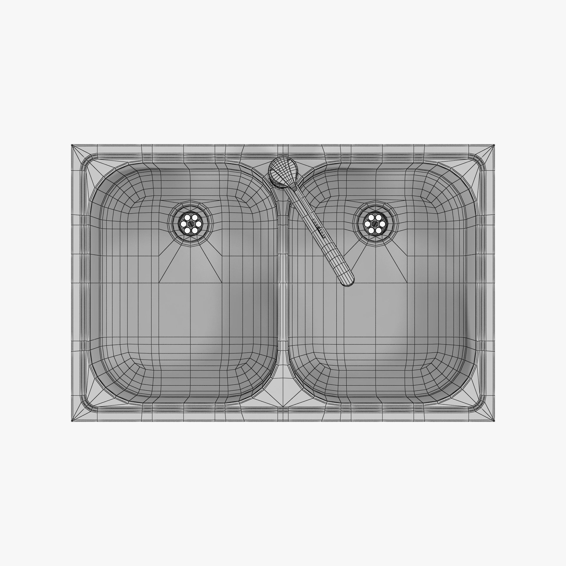 Elbow faucet and Double sink 3D model_8