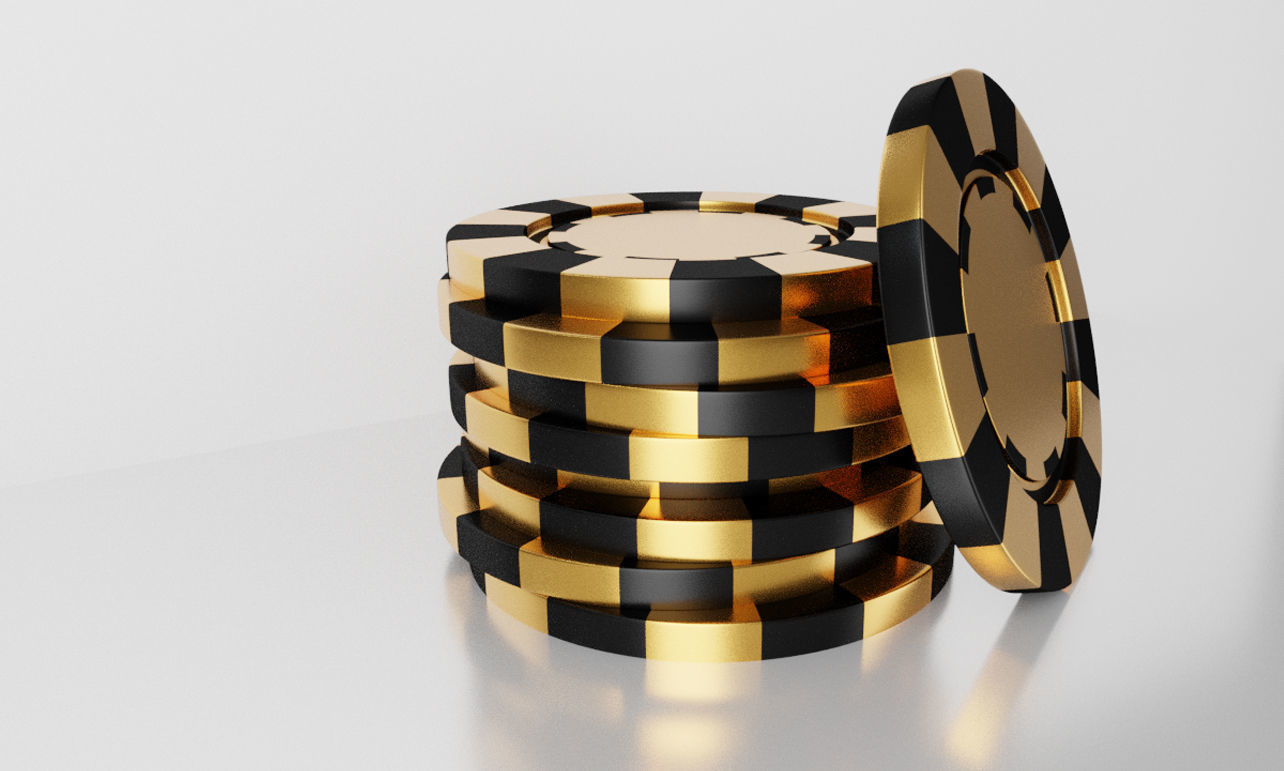 Stack of Poker Chips 3D model Black and Gold Poker  Low-poly 3D model_2