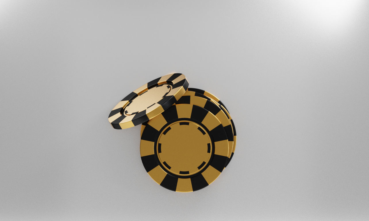 Stack of Poker Chips 3D model Black and Gold Poker  Low-poly 3D model_1