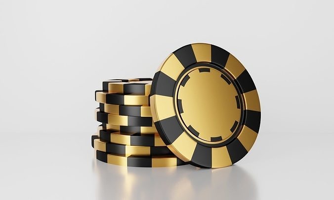 Stack of Poker Chips 3D model Black and Gold Poker  Low-poly 3D model