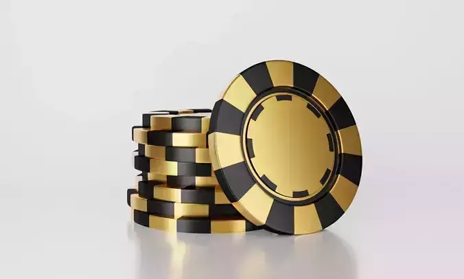 Stack of Poker Chips 3D model Black and Gold Poker  Low-poly 3D model