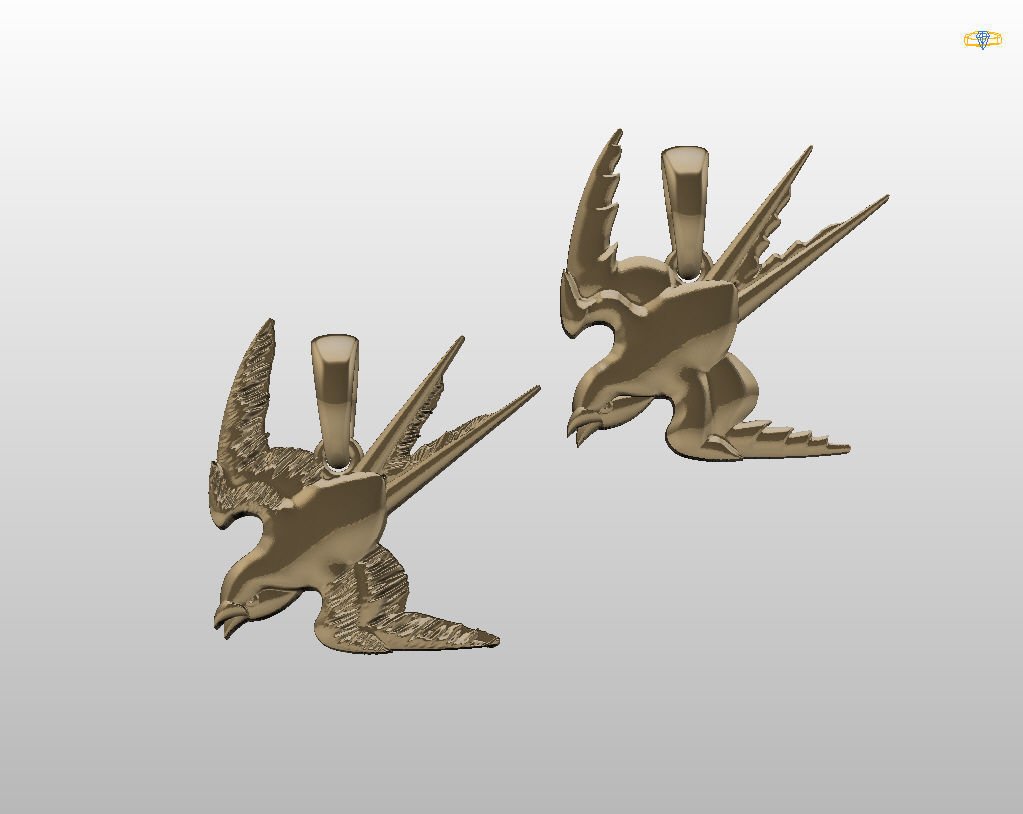 Swallow bird pendant 3D print model_21