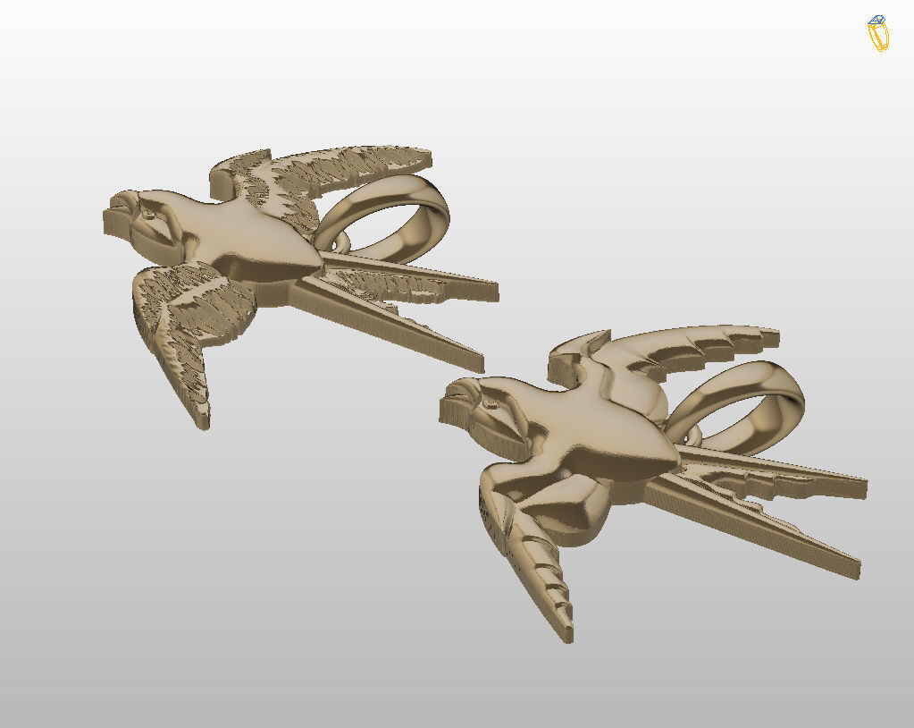 Swallow bird pendant 3D print model_33