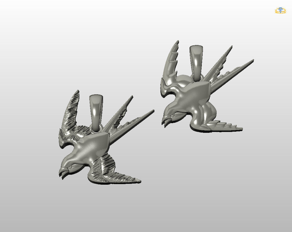 Swallow bird pendant 3D print model_5