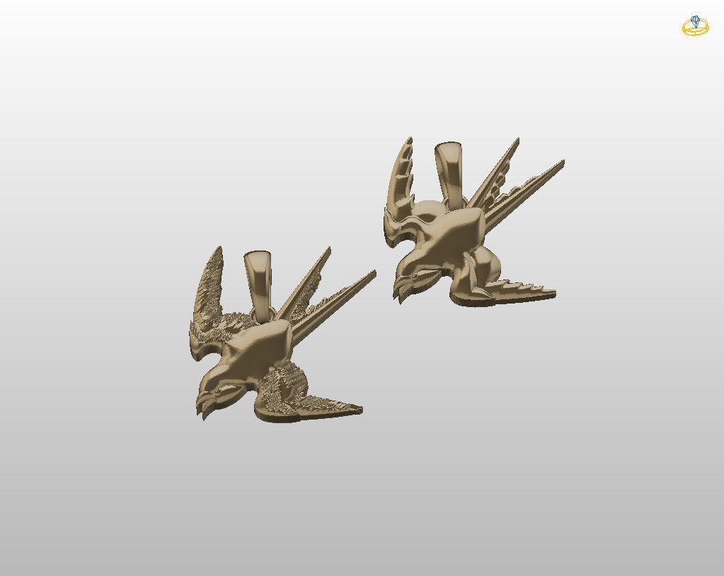 Swallow bird pendant 3D print model_26