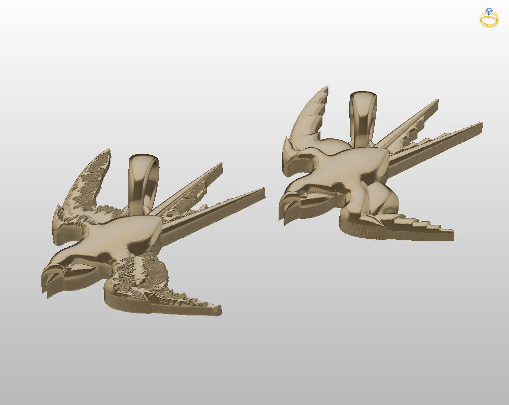 Swallow bird pendant 3D print model_29