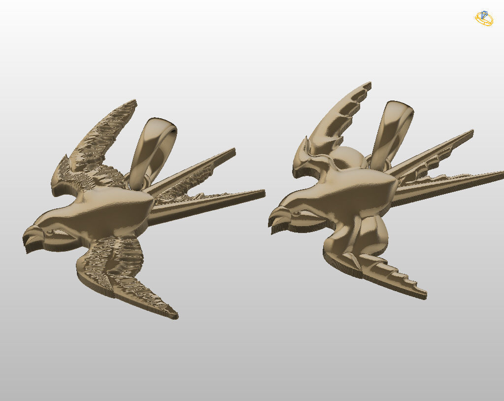 Swallow bird pendant 3D print model_34