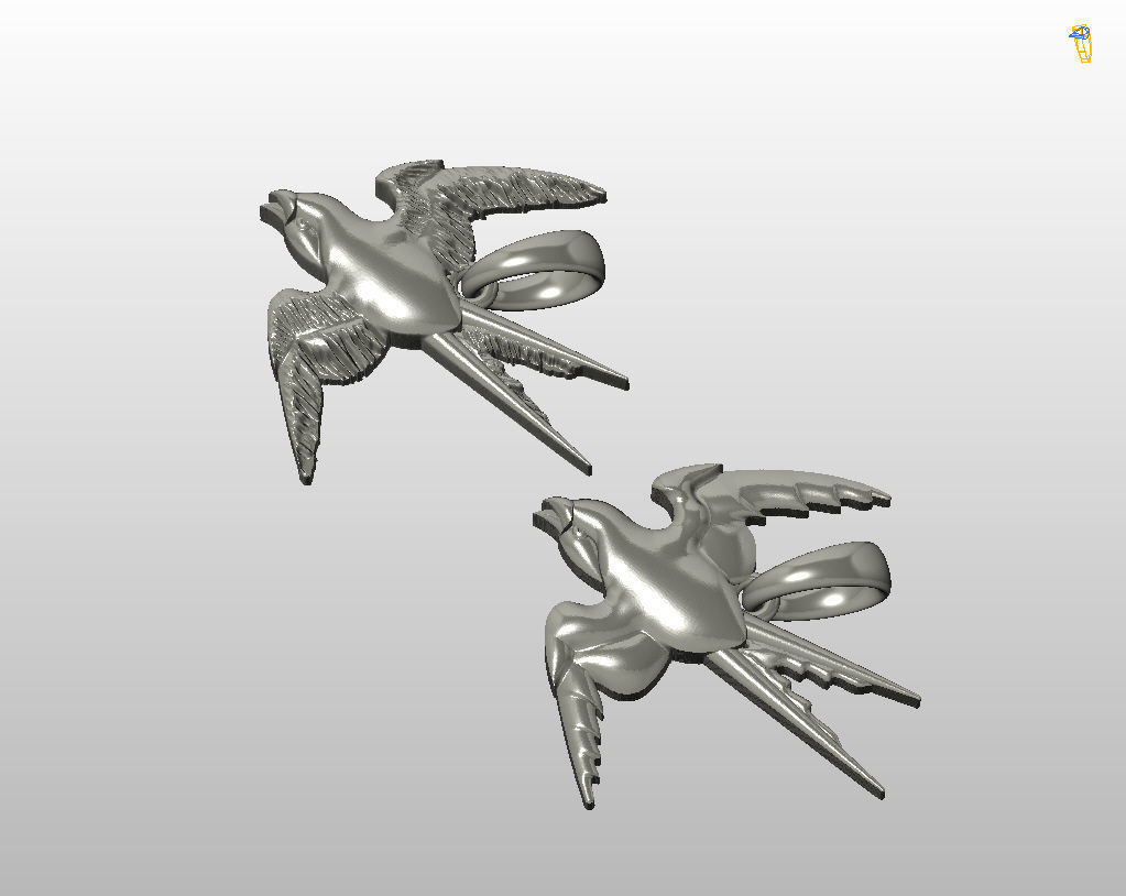 Swallow bird pendant 3D print model_14