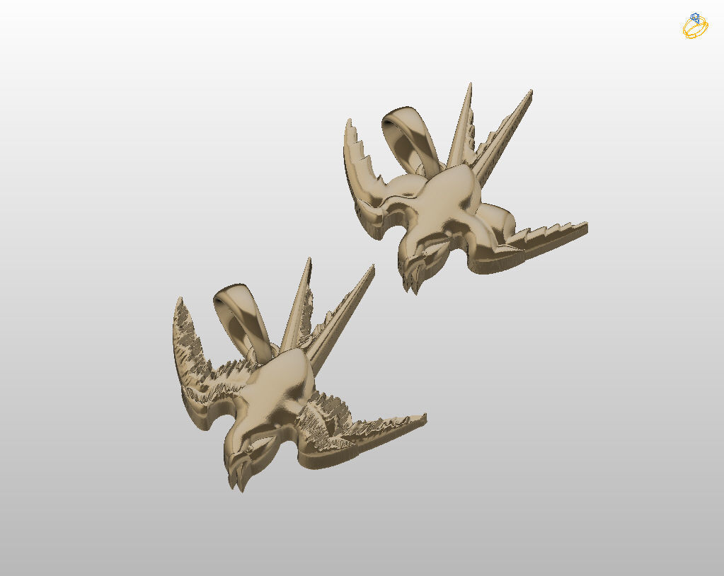 Swallow bird pendant 3D print model_20