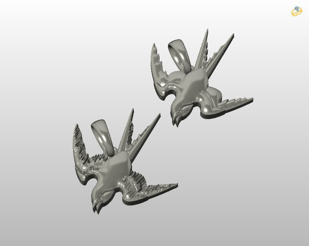 Swallow bird pendant 3D print model_18