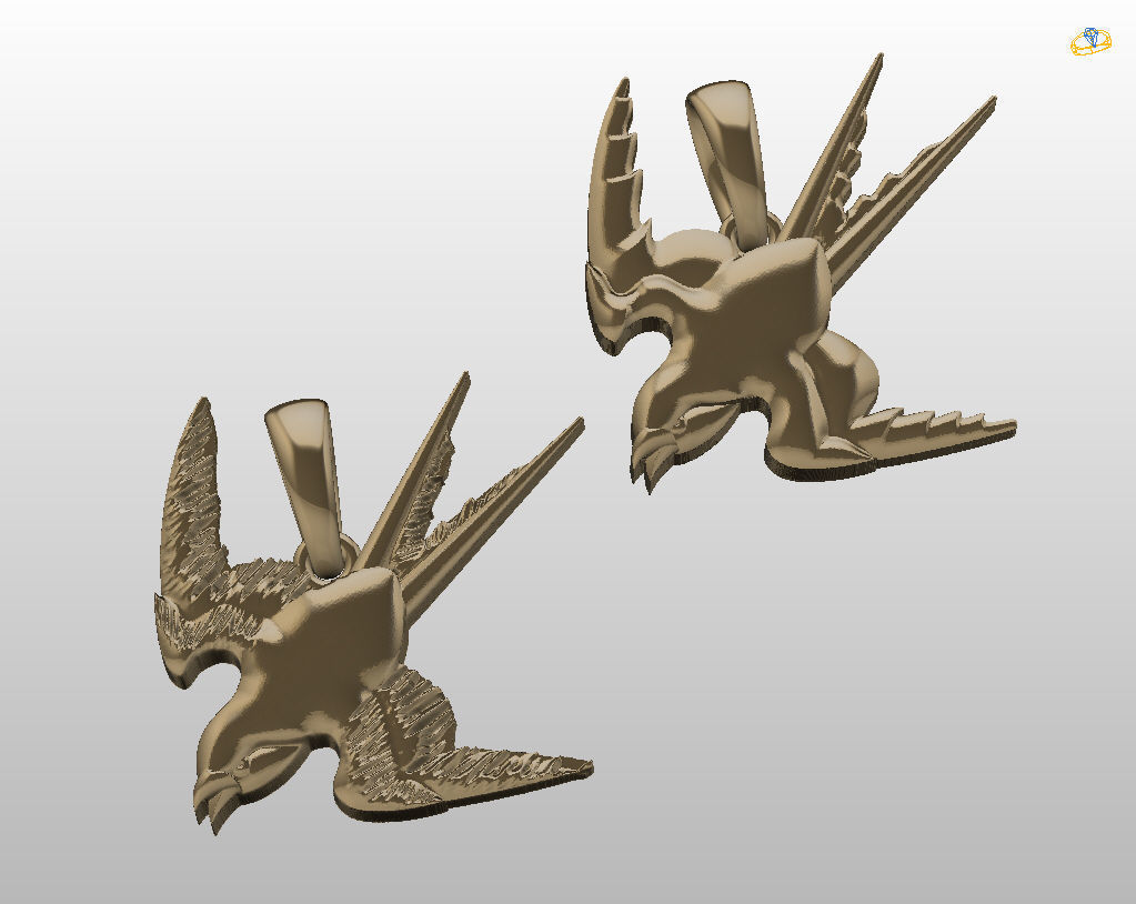 Swallow bird pendant 3D print model_35