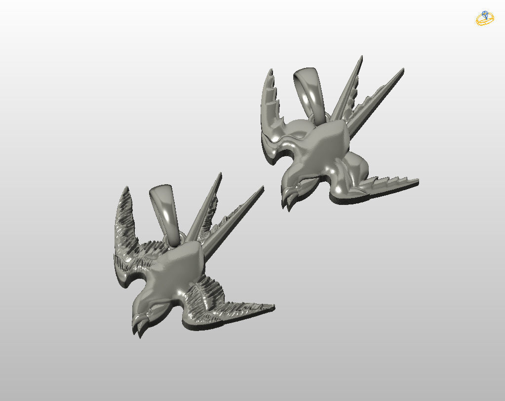 Swallow bird pendant 3D print model_4
