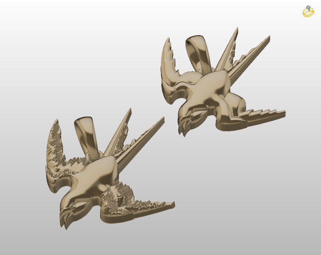 Swallow bird pendant 3D print model_32