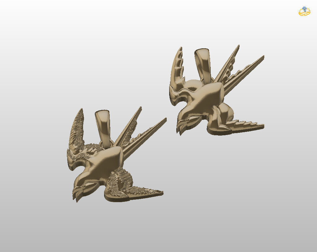 Swallow bird pendant 3D print model_22