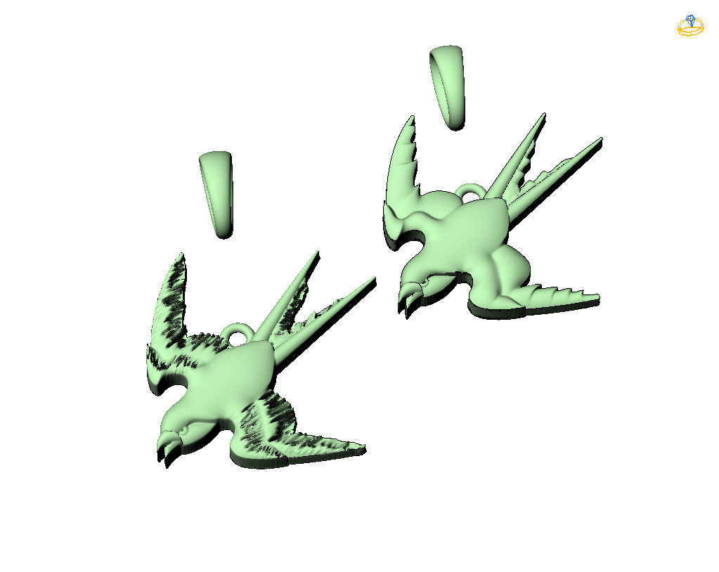 Swallow bird pendant 3D print model_37