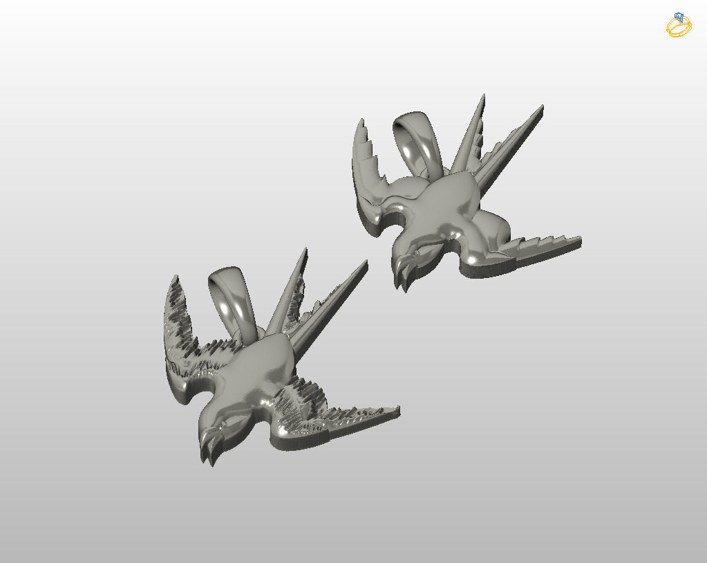 Swallow bird pendant 3D print model_6