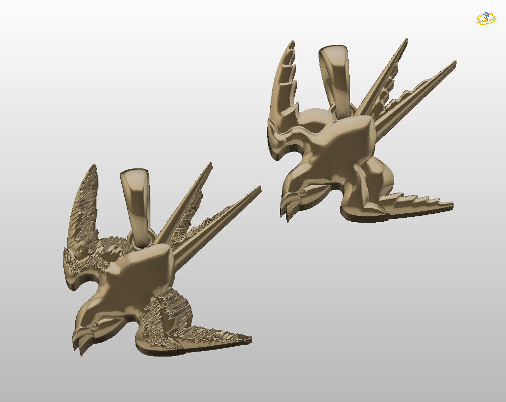 Swallow bird pendant 3D print model_31