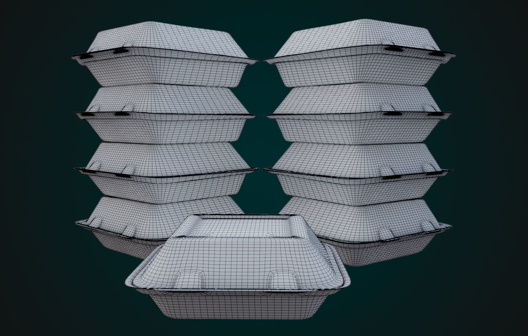 Cardboard Disposable - Food Container 3D model_33