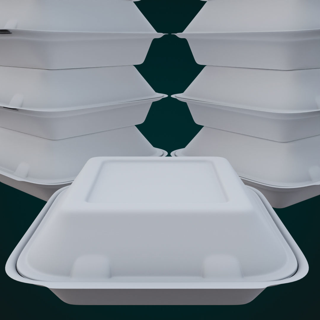 Cardboard Disposable - Food Container 3D model_15