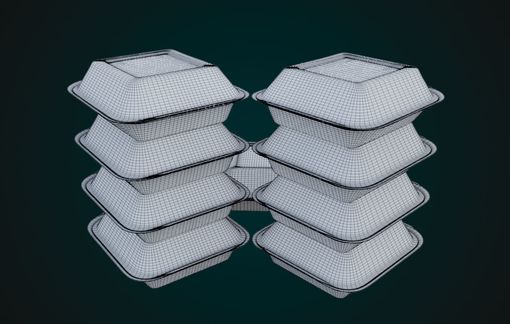 Cardboard Disposable - Food Container 3D model_23