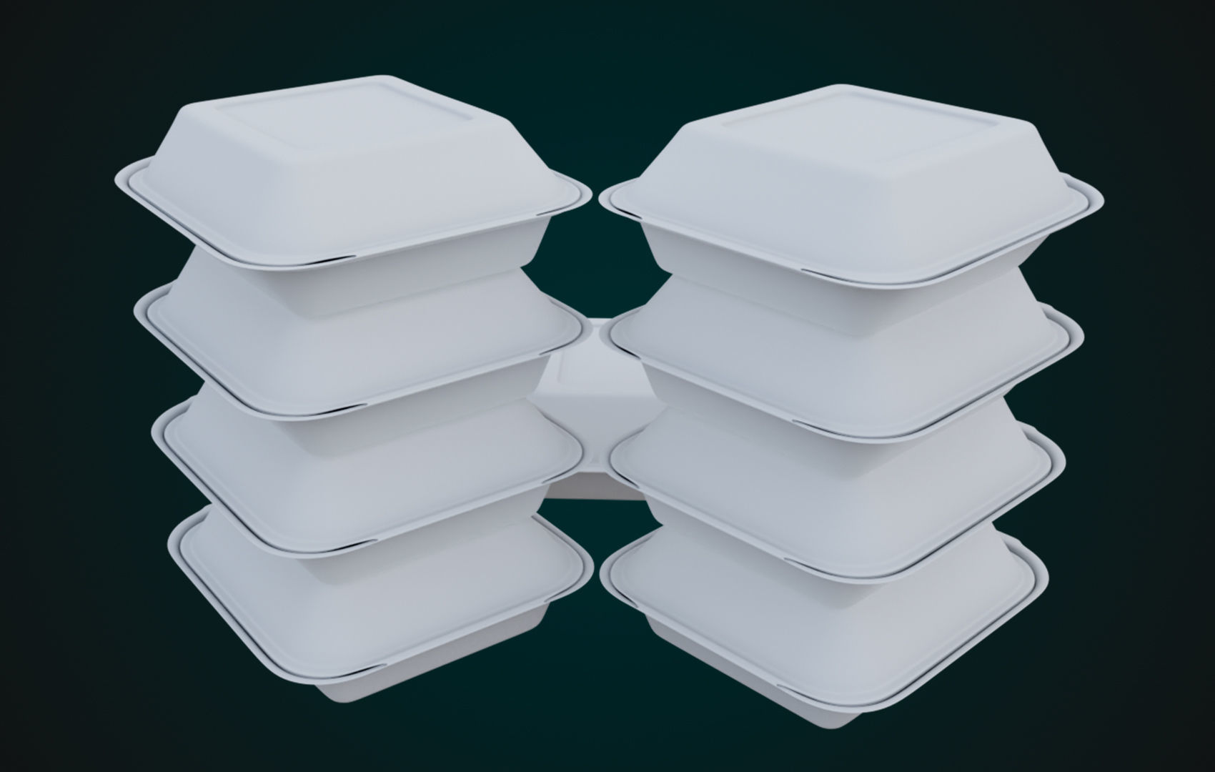 Cardboard Disposable - Food Container 3D model_11