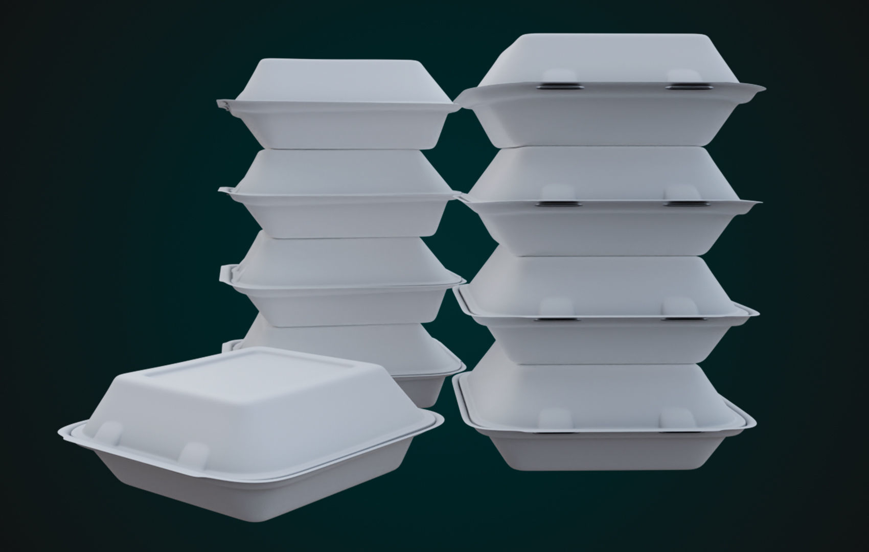 Cardboard Disposable - Food Container 3D model_32