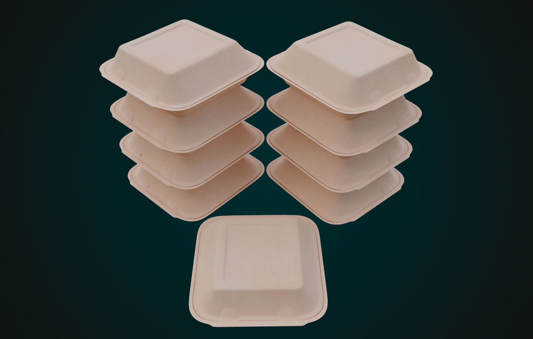 Cardboard Disposable - Food Container 3D model_5