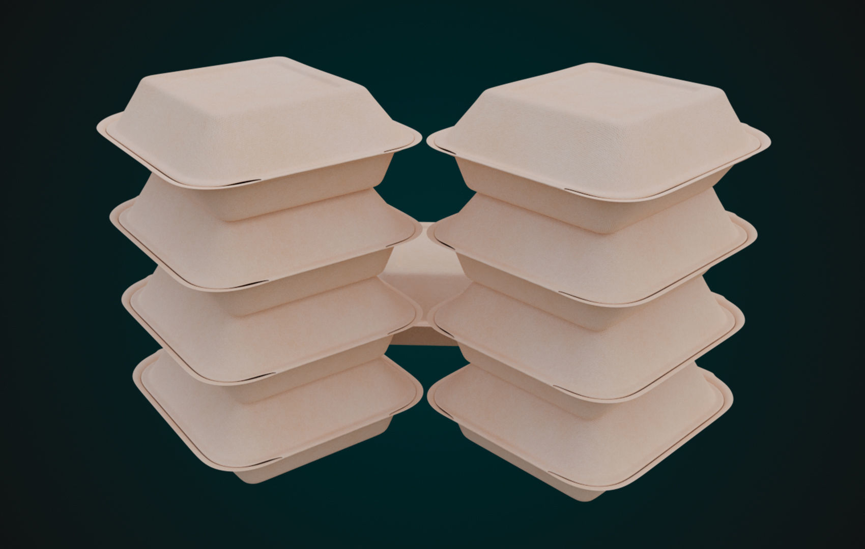 Cardboard Disposable - Food Container 3D model_13