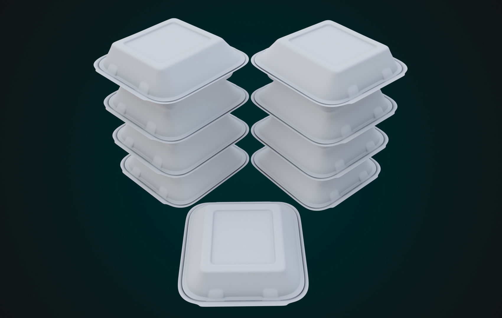 Cardboard Disposable - Food Container 3D model_35