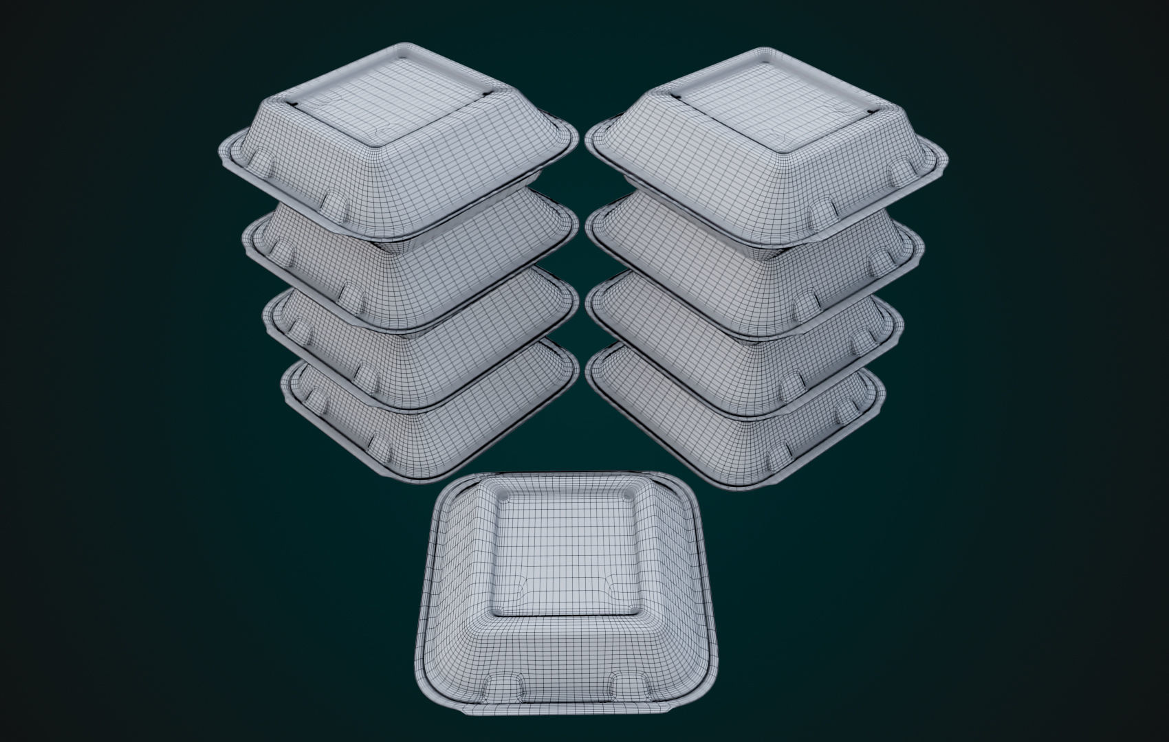 Cardboard Disposable - Food Container 3D model_12