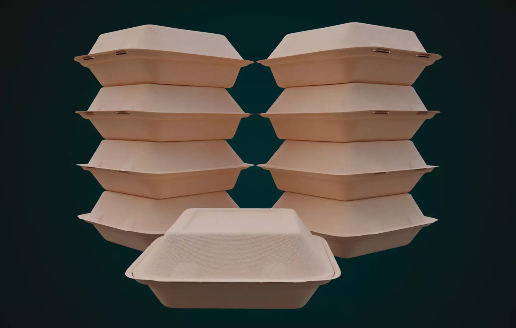 Cardboard Disposable - Food Container 3D model_0
