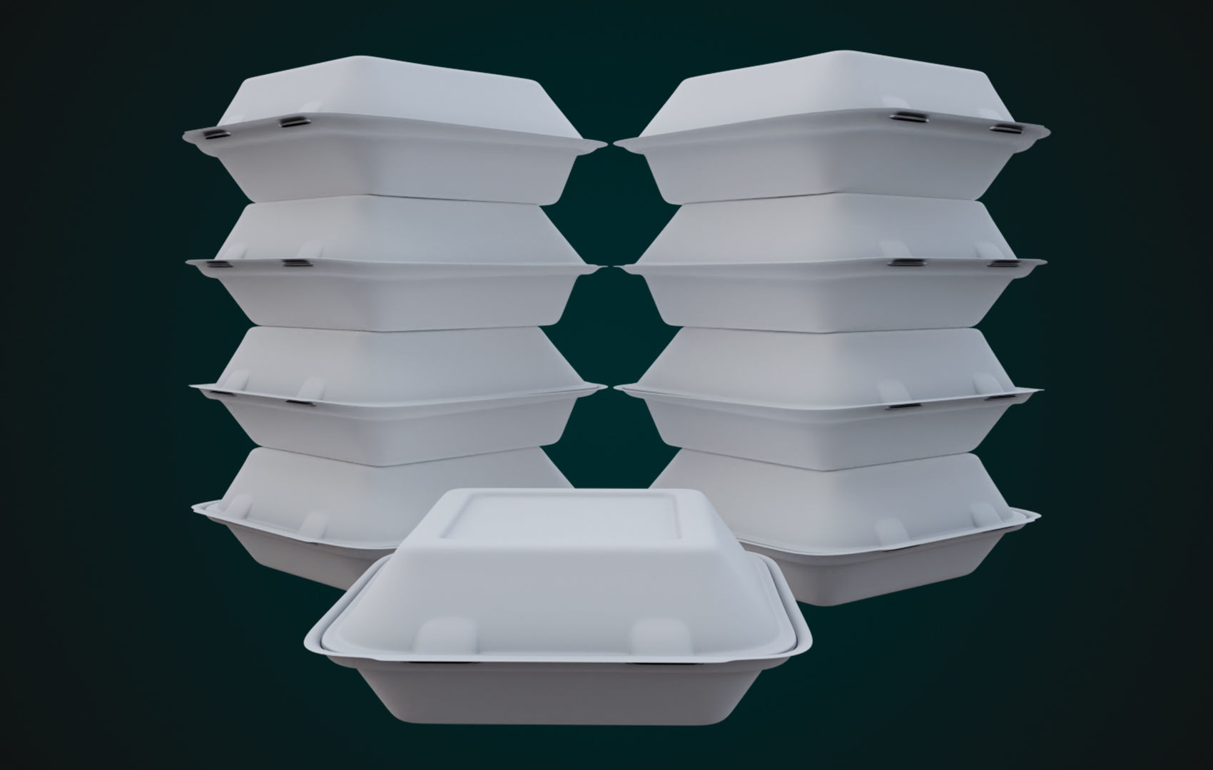 Cardboard Disposable - Food Container 3D model_22
